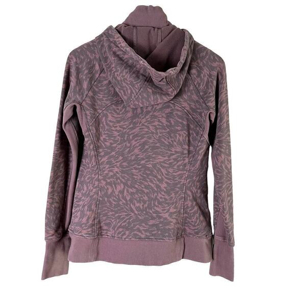 Athleta Triumph Printed Hoodie in Smoked Almond Brown Lynx Purple Print, Small - Picture 9 of 11